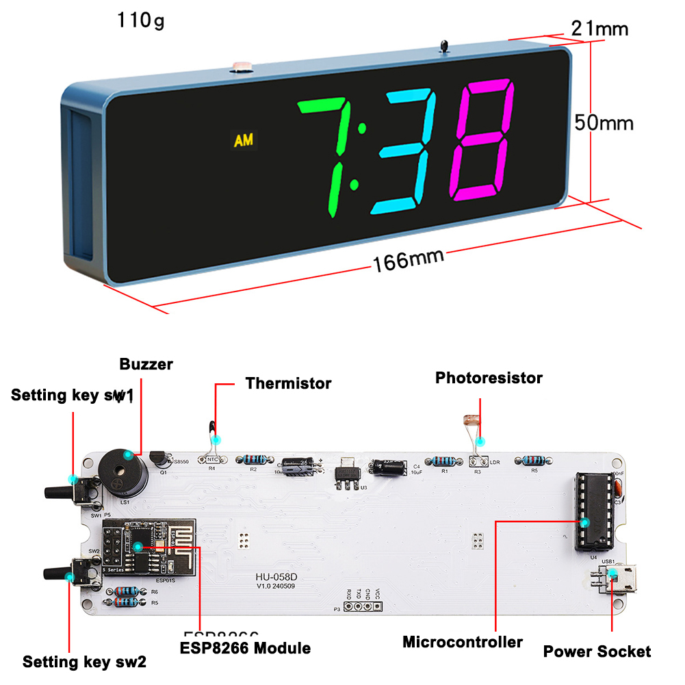 Colorido WiFi Kit Relógio Elet - Diy Electronics Components Kit avaliação e preço